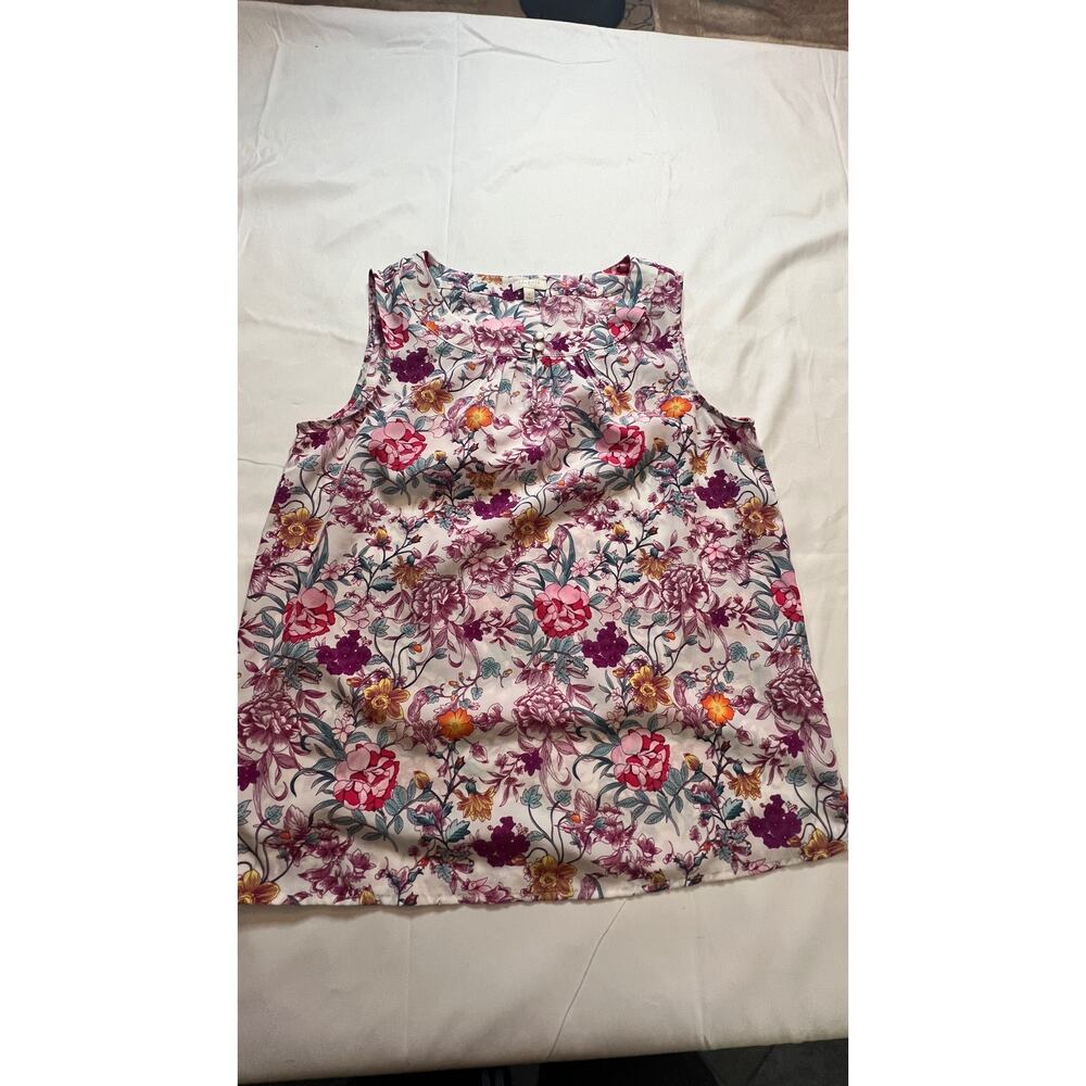 Talbots pink Floral silky Sleeveless‎ Top/Blouse tank Size Small
